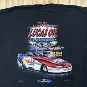 VTG NHRA 2002 Lucas Oil Nationals Black PA Cotton T-shirt Sz Mens XL Y2K